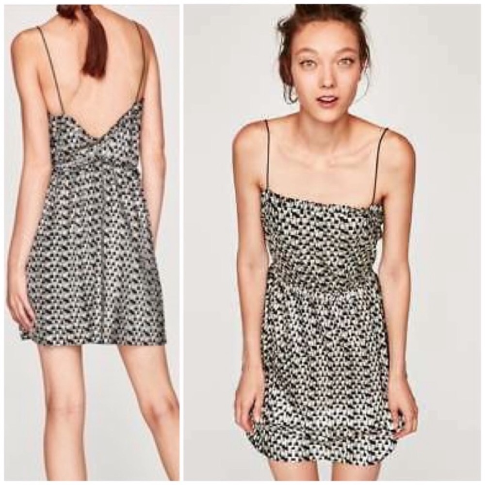 NWT ZARA Geometric Metallic Shimmery Mini Dress